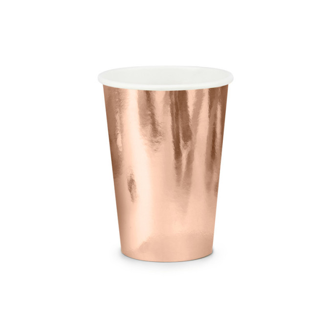 6 xícaras de papelão-rosa-ouro