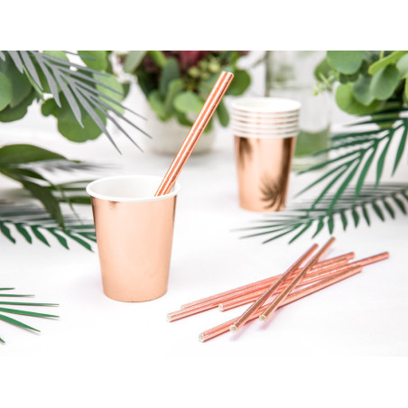 6 xícaras de papelão-rosa-dourado-metálico