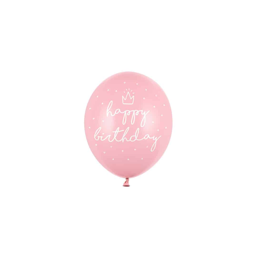 6 balões rosa de feliz aniversário