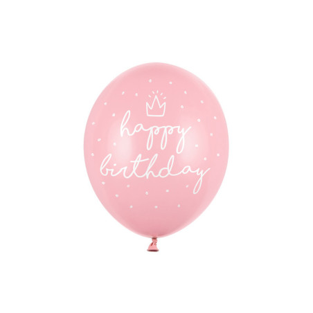6 balões rosa de feliz aniversário