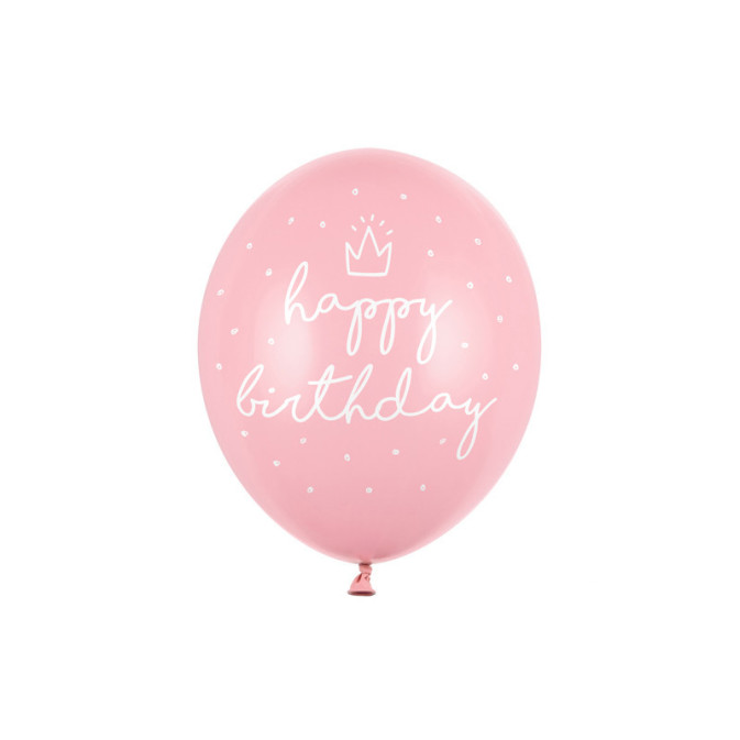 6 balões rosa de feliz aniversário