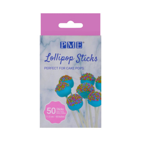 50 palitos de pirulito-115 cm-branco