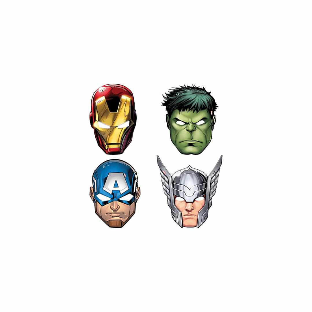 6 máscaras de vingadores em papelão