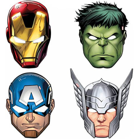 6 máscaras de vingadores em papelão