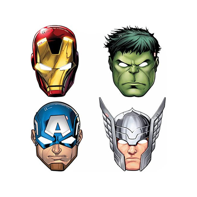 6 máscaras de vingadores em papelão