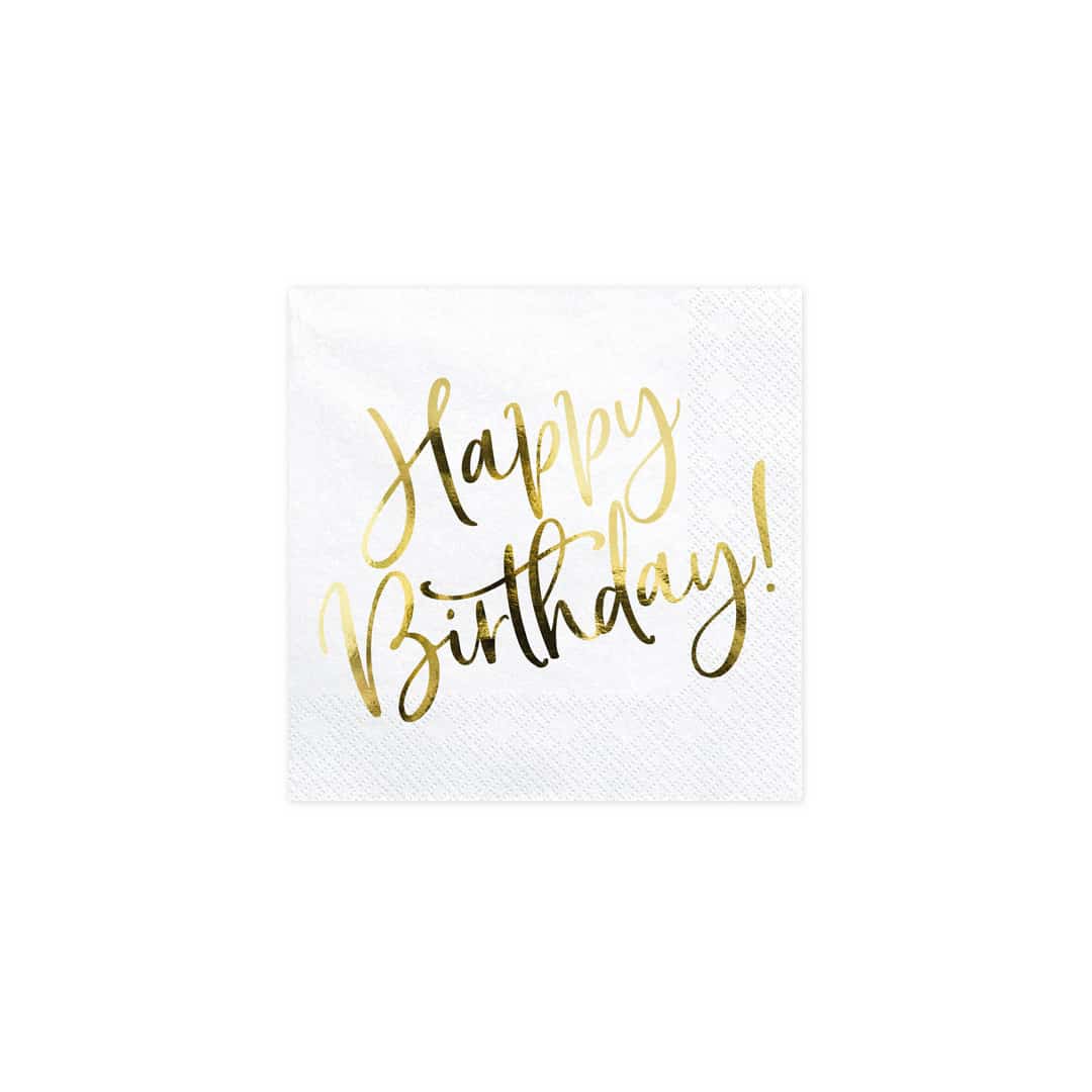 serviettes-anniversaire-blanche-inscription-happy-birthday-doré