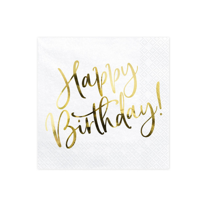 serviettes-anniversaire-blanche-inscription-happy-birthday-doré