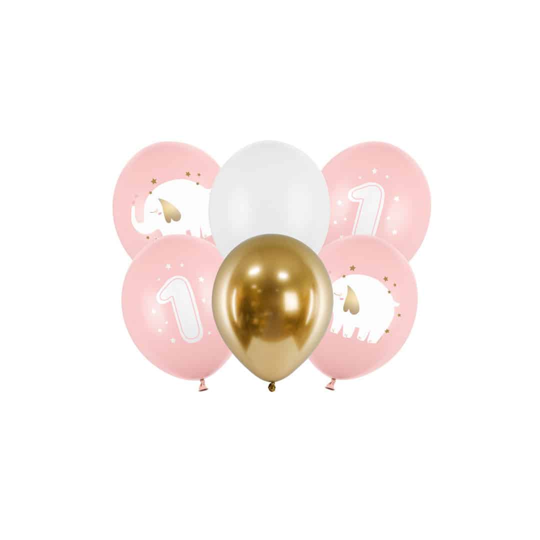 balões de aniversário rosa de 1 ano