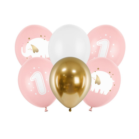 balões de aniversário rosa de 1 ano