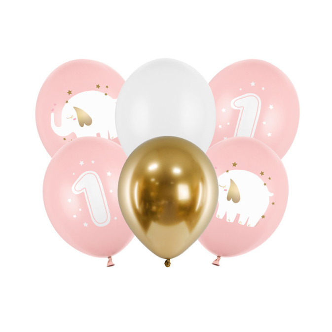 balões de aniversário rosa de 1 ano