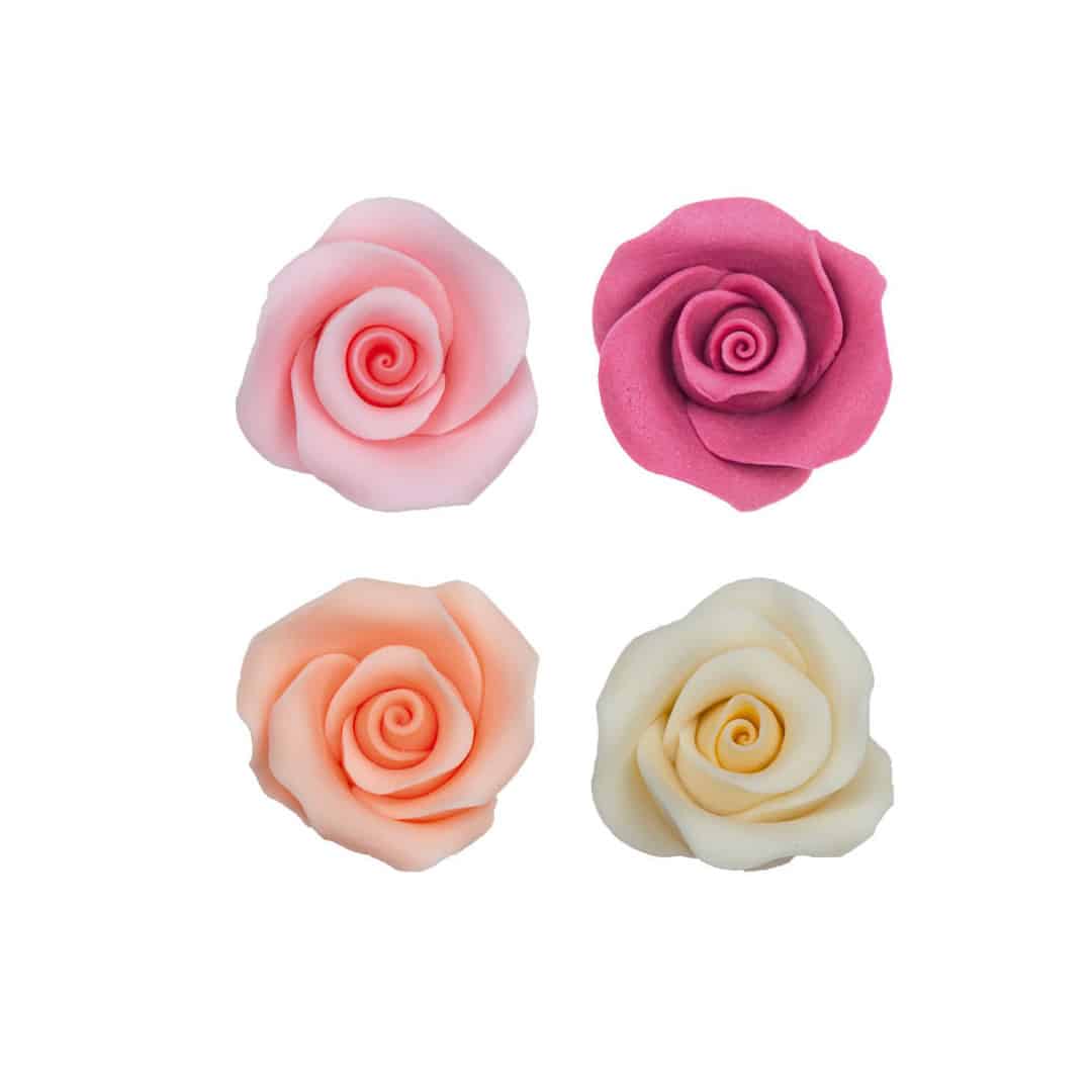 10 rosas de açúcar, sortidas em 4 cores.