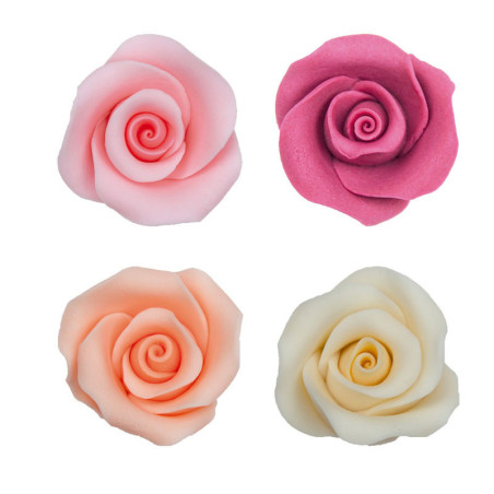 10 rosas de açúcar, sortidas em 4 cores.