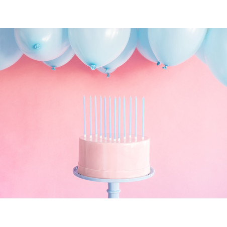 6 velas longas de aniversário em azul pastel