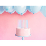 6 velas longas de aniversário em azul pastel