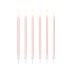 6 velas longas rosa pastel