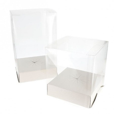 caixa alta transparente para bolo