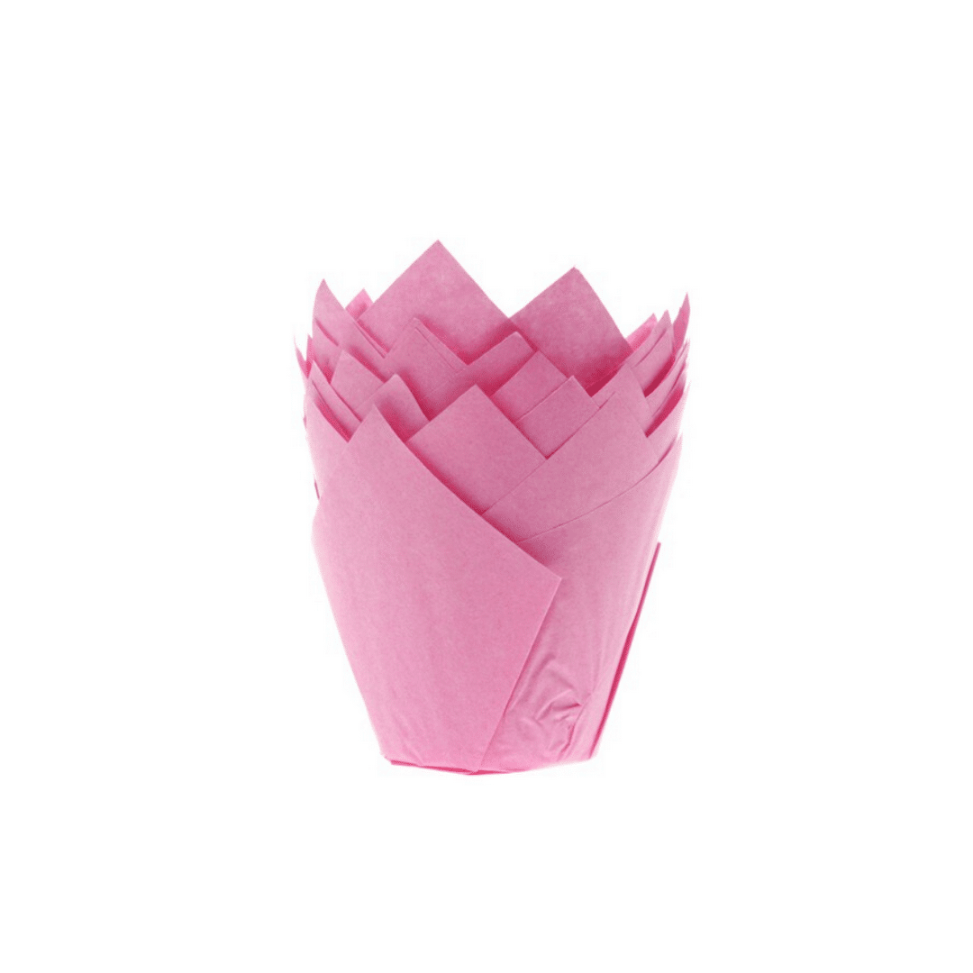 24 caixas de muffin de tulipa rosa