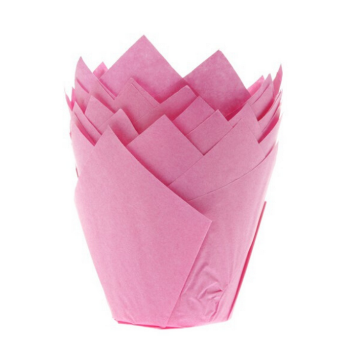 24 caixas de muffin de tulipa rosa
