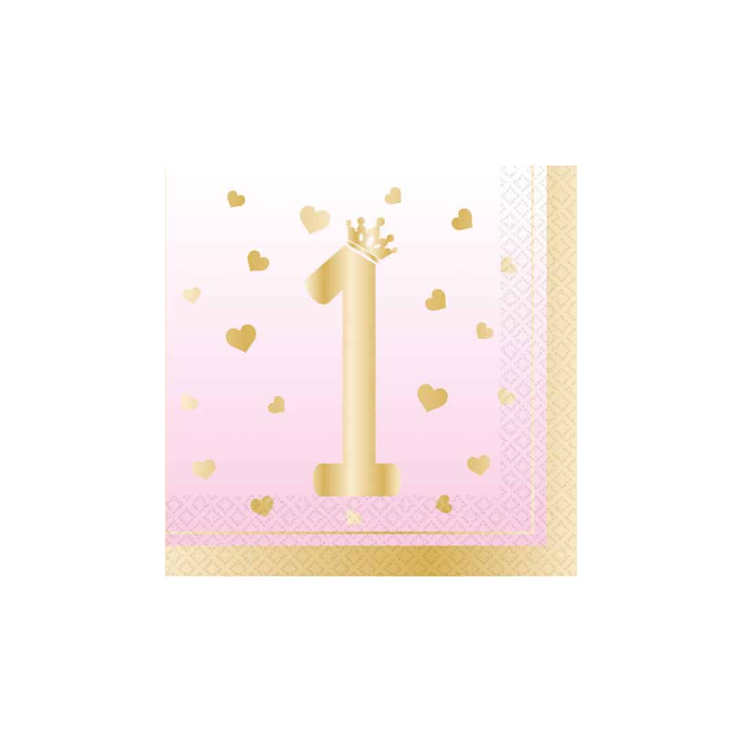 Guardanapos de aniversário rosa com 16 peças