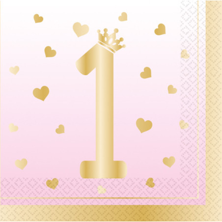 Guardanapos de aniversário rosa com 16 peças