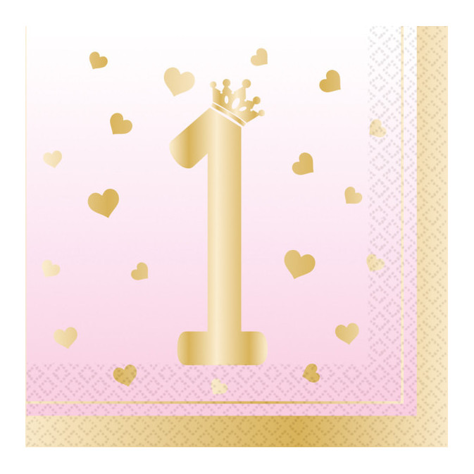 Guardanapos de aniversário rosa com 16 peças