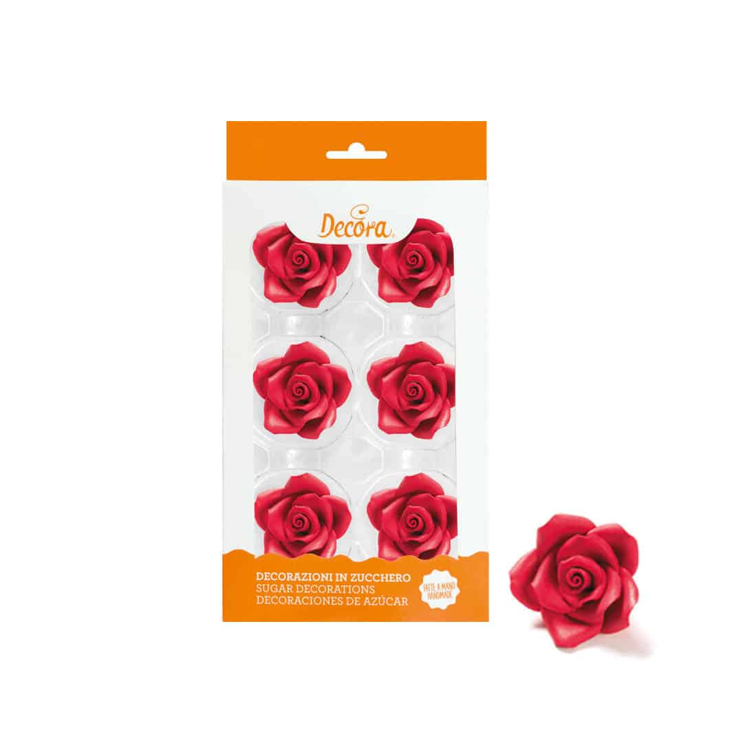 6 rosas em açúcar vermelho