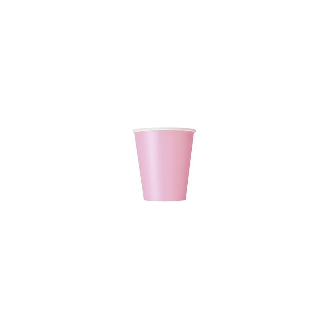 Conjunto de 8 copos baratos de papelão rosa claro