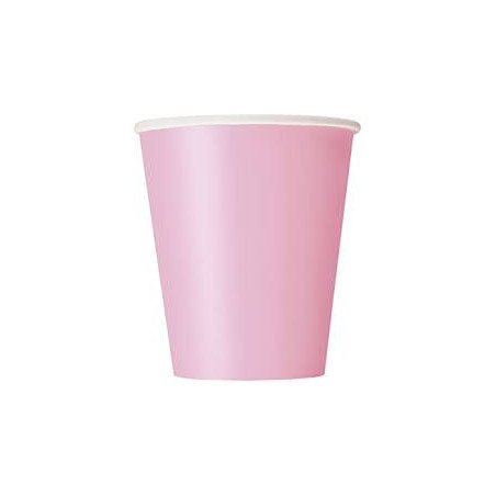 Conjunto de 8 copos baratos de papelão rosa claro