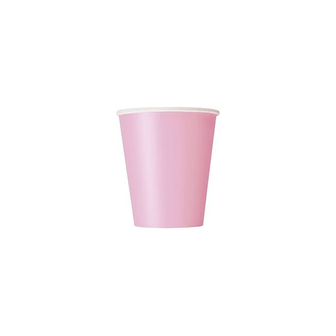 Conjunto de 8 copos baratos de papelão rosa claro