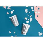 6 copos de papel espelhados prateados