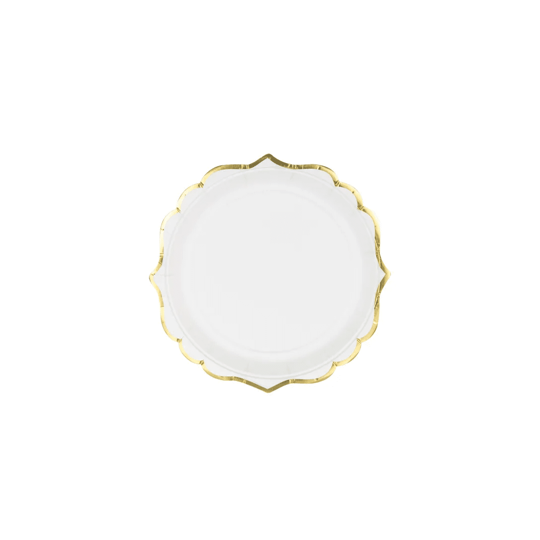placas brancas com bordas douradas