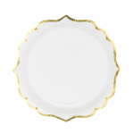 placas brancas com bordas douradas
