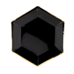 pratos de papel hexagonais pretos