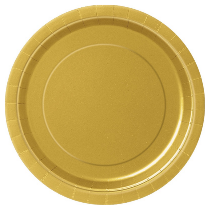 8 pratos de sobremesa de papelão dourado
