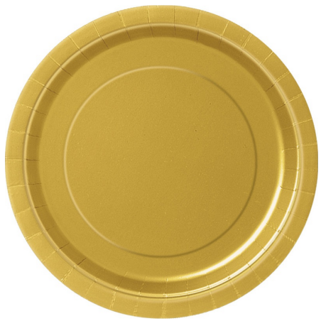 8 pratos de papelão dourado de 23 cm