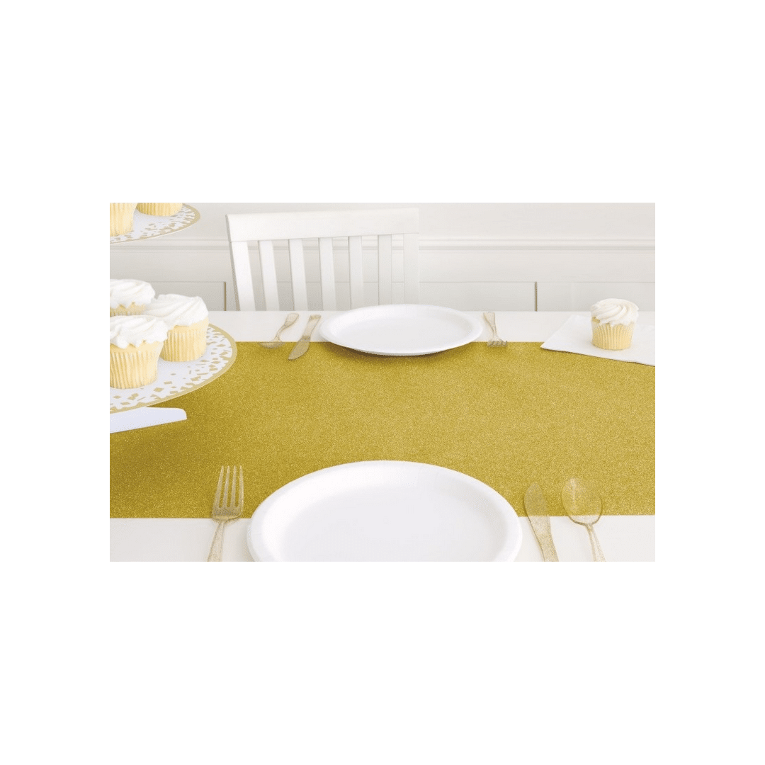 corredor de mesa com lantejoulas douradas