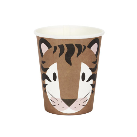 6 xícaras de tigre de savana de aniversário