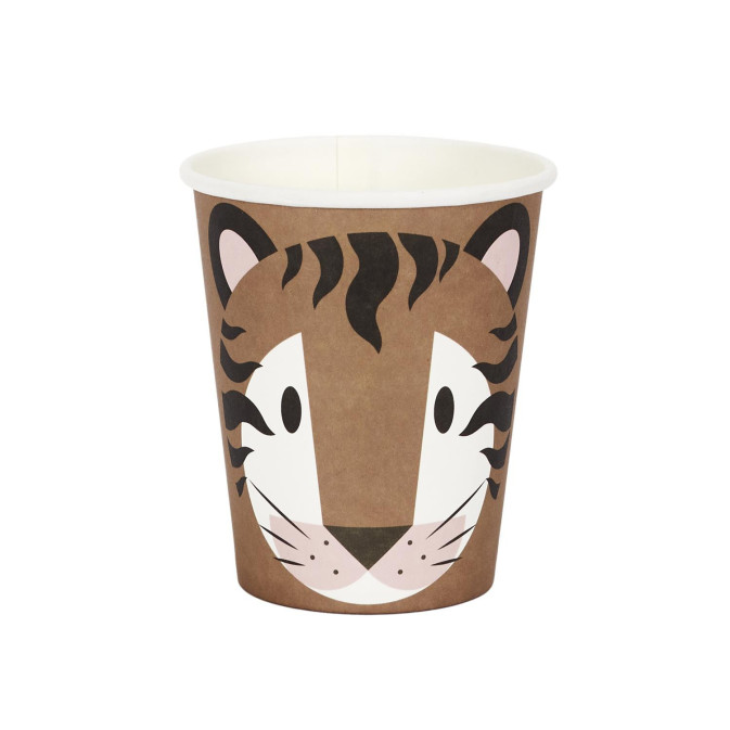 6 xícaras de tigre de savana de aniversário