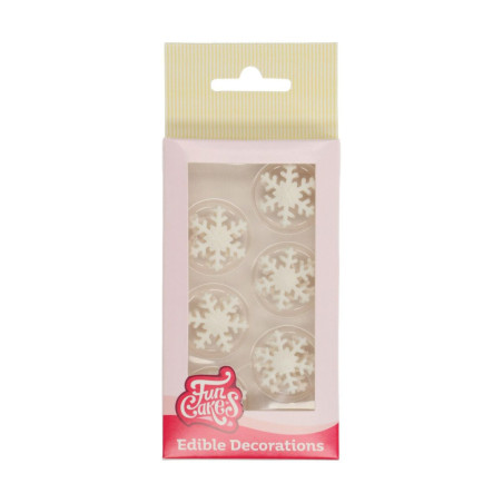 Decorações de flocos de açúcar branco para troncos de Natal - funcakes