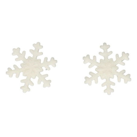 Decorações de flocos de neve de açúcar branco para uma tora de Natal
