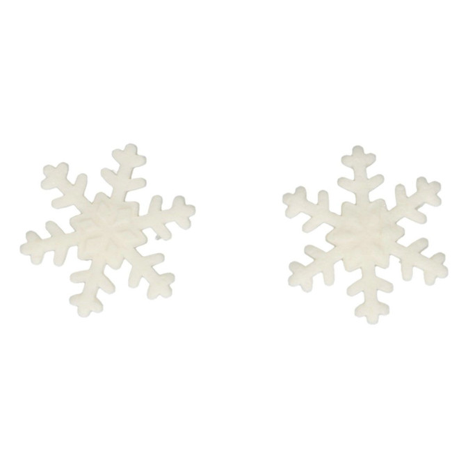 Decorações de flocos de neve de açúcar branco para uma tora de Natal