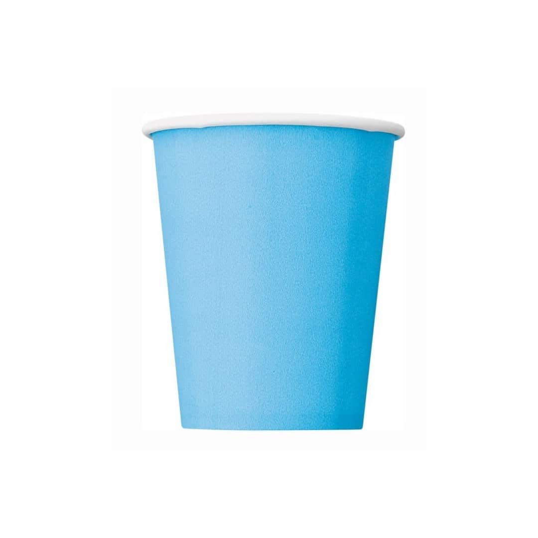 14 copos de papelão azul claro