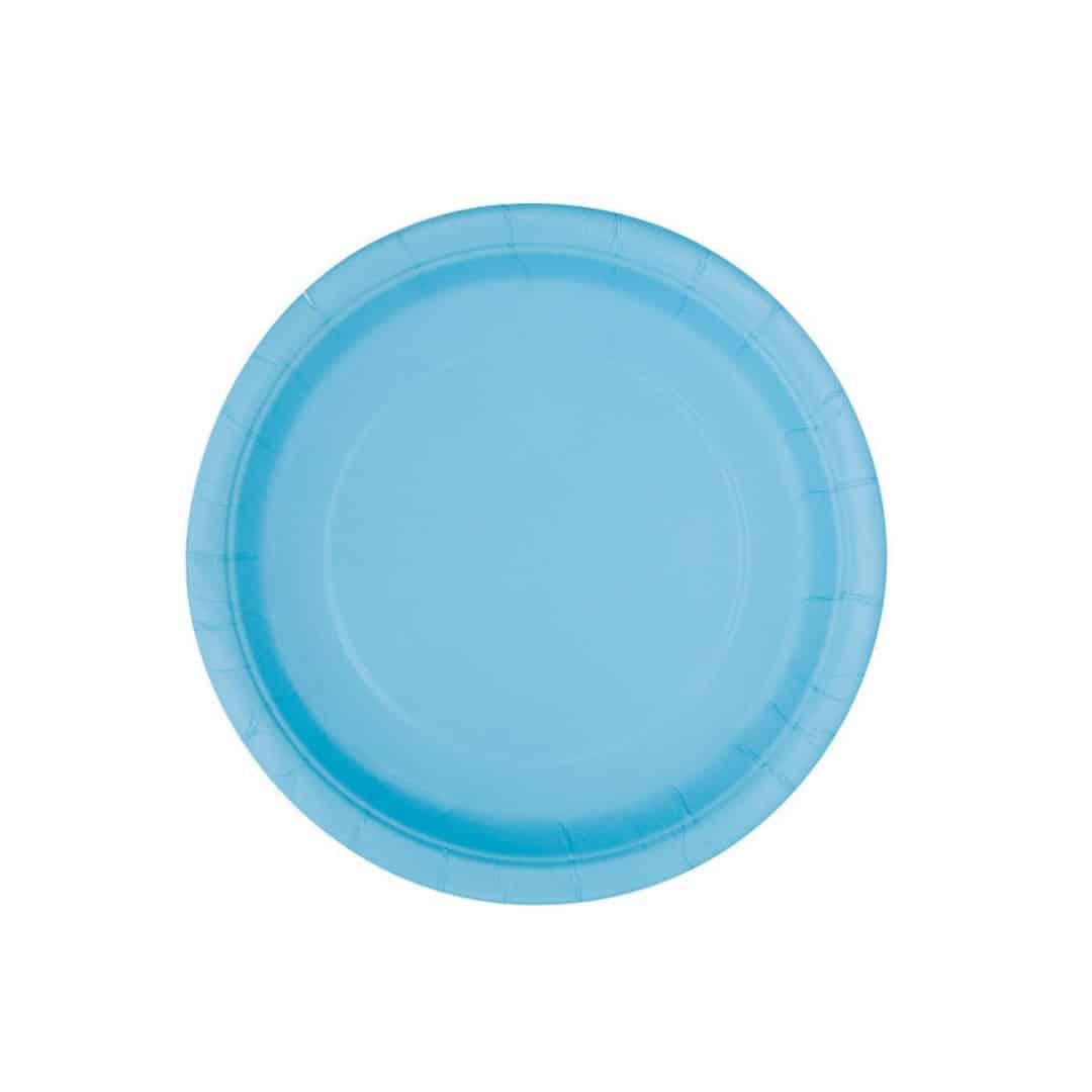 8 pratos de sobremesa azul claro