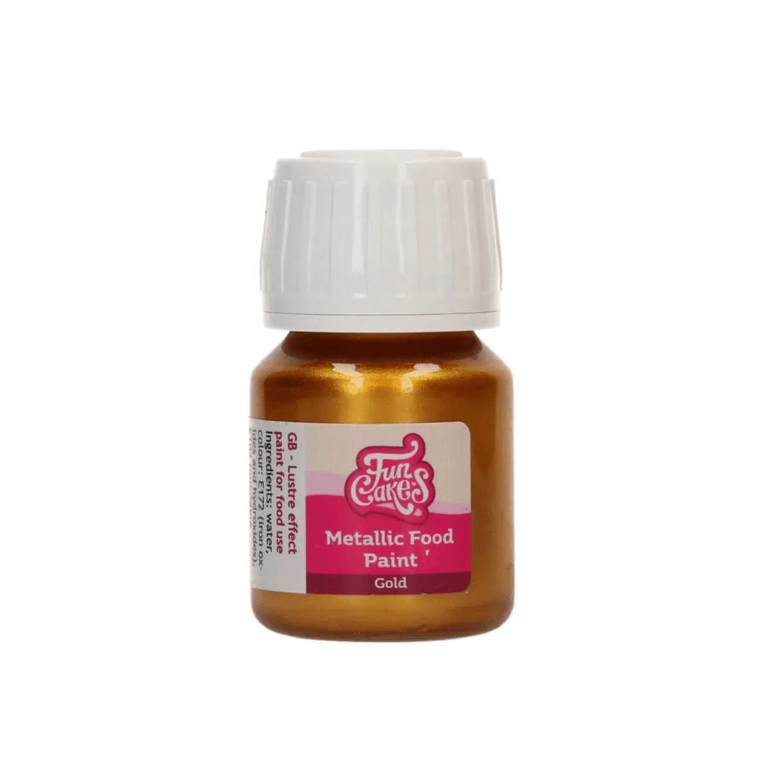 tinta alimentar metalizada dourada funcakes