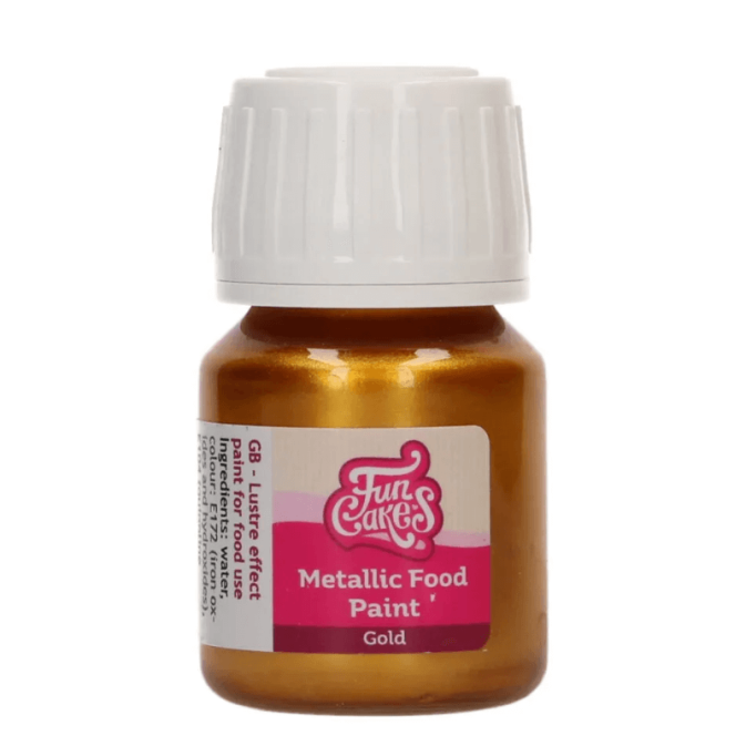 tinta alimentar metalizada dourada funcakes