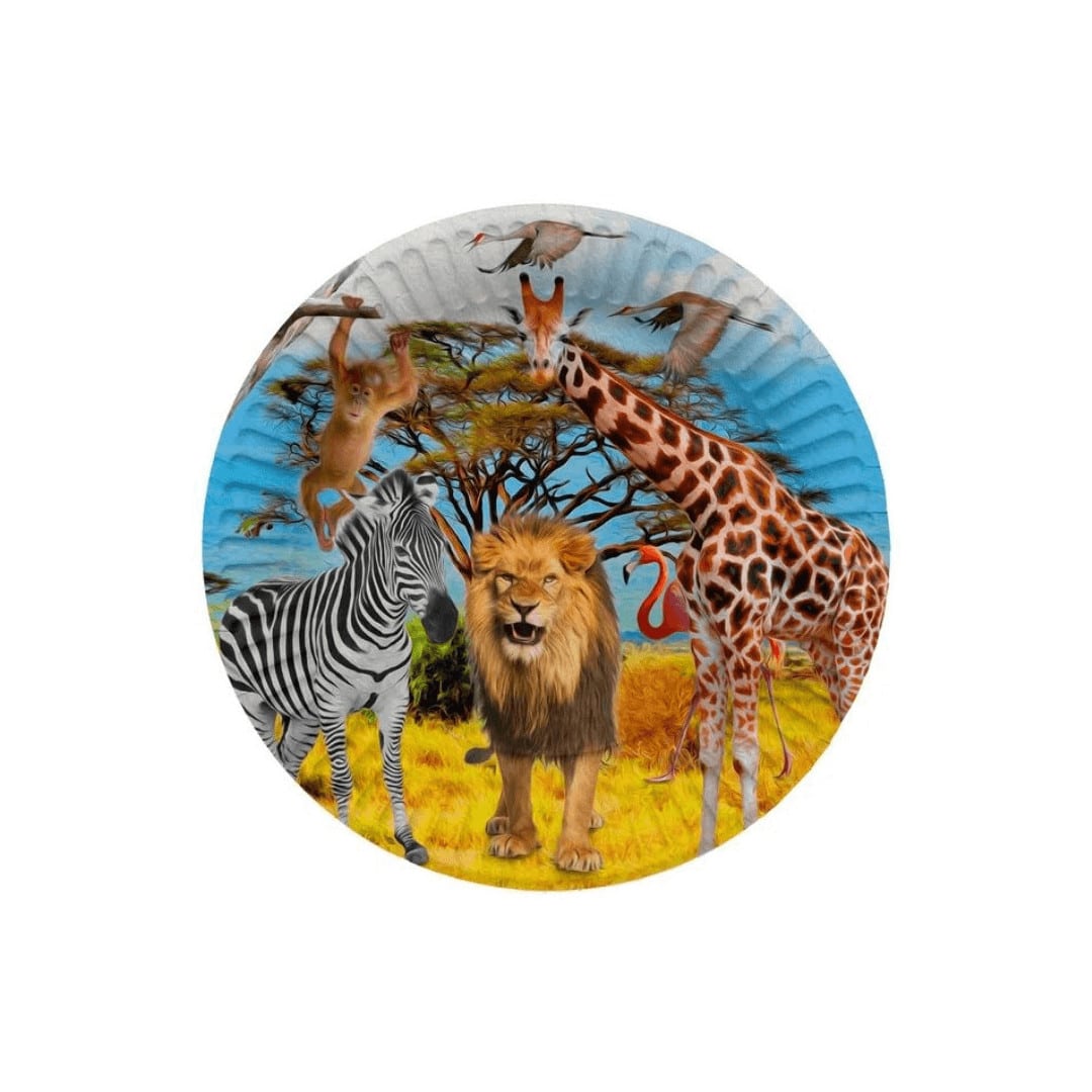 8 pratos de aniversário Safari
