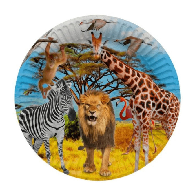 8 pratos de aniversário Safari