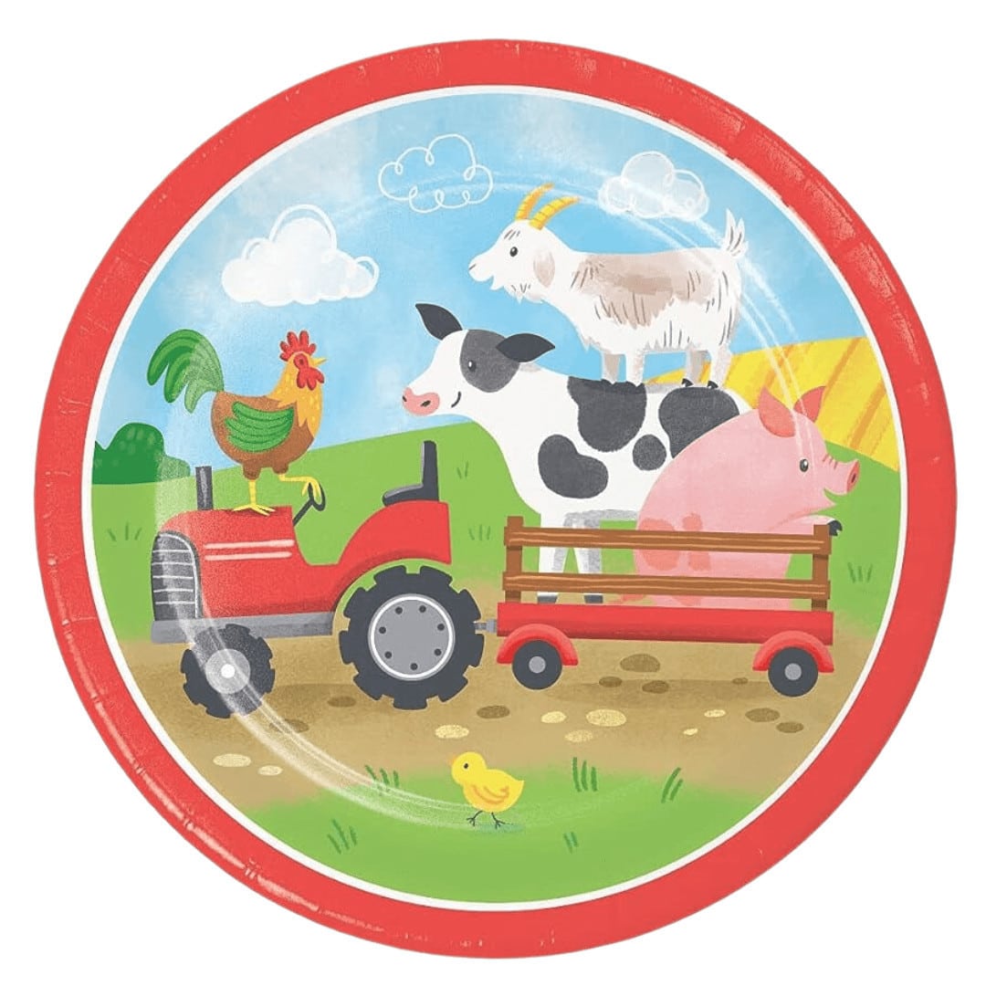 prato de sobremesa de animais de fazenda
