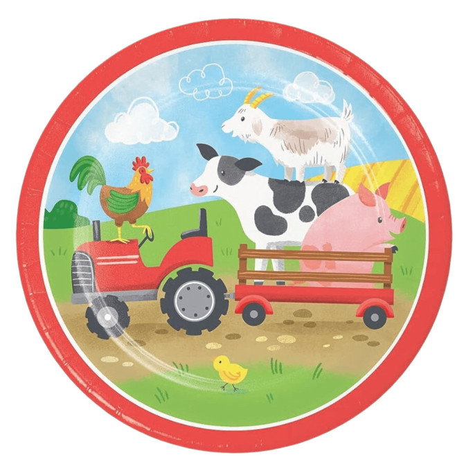 prato de sobremesa de animais de fazenda