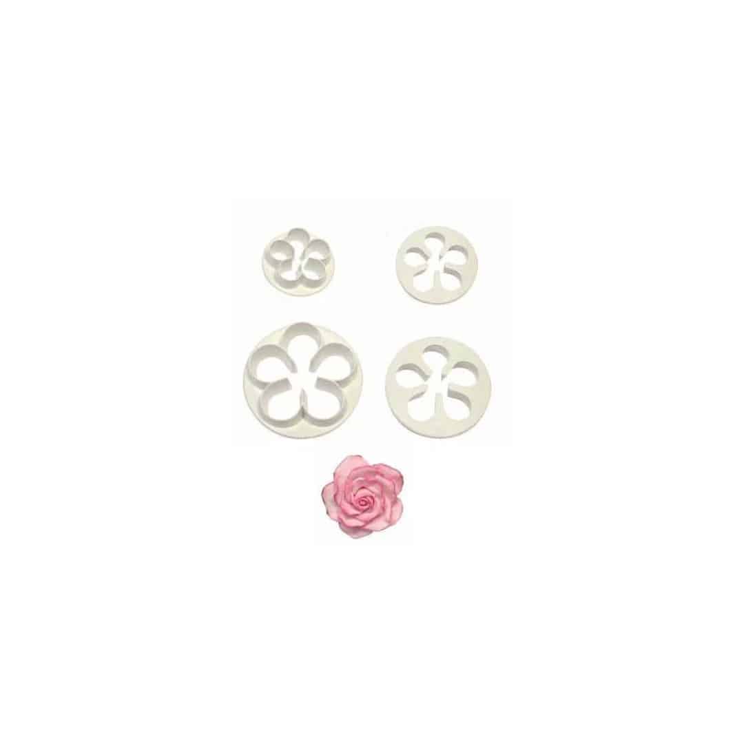 4 cortadores para fazer uma rosa com pasta de açúcar